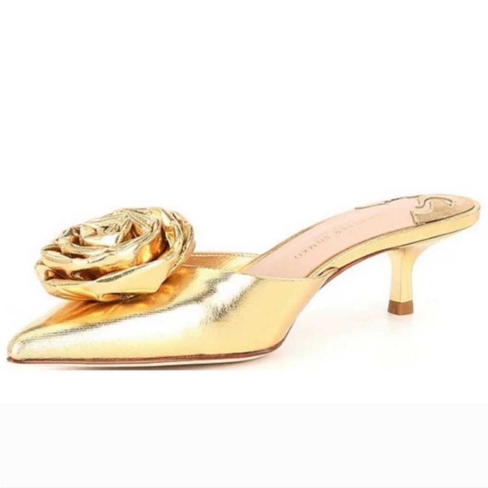 NWOB $129 Antonio Melani x Jennifer Sumko Jensy Metallic Flower Dress Mules - Picture 3 of 10